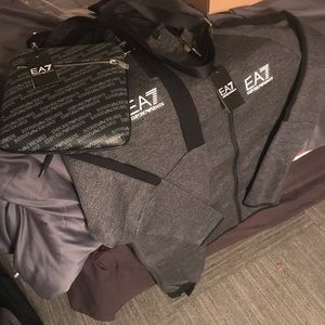 MEN ARMANI TRACK SUIT AND ARMANI MESSENGER BAG